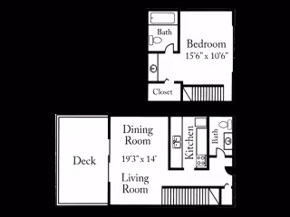 1 Bed 1 Bath J0154 floor plan